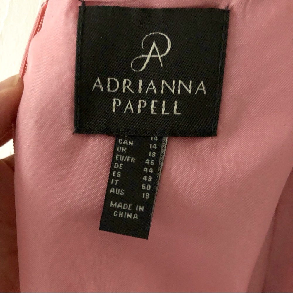 Adrianna Papell Split Neck Fully Pink Lace Dress Size 14 - Picture 4 of 17